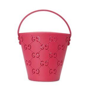 Gucci Kids GG Supreme Perforated Bucket Bag Pink 723051